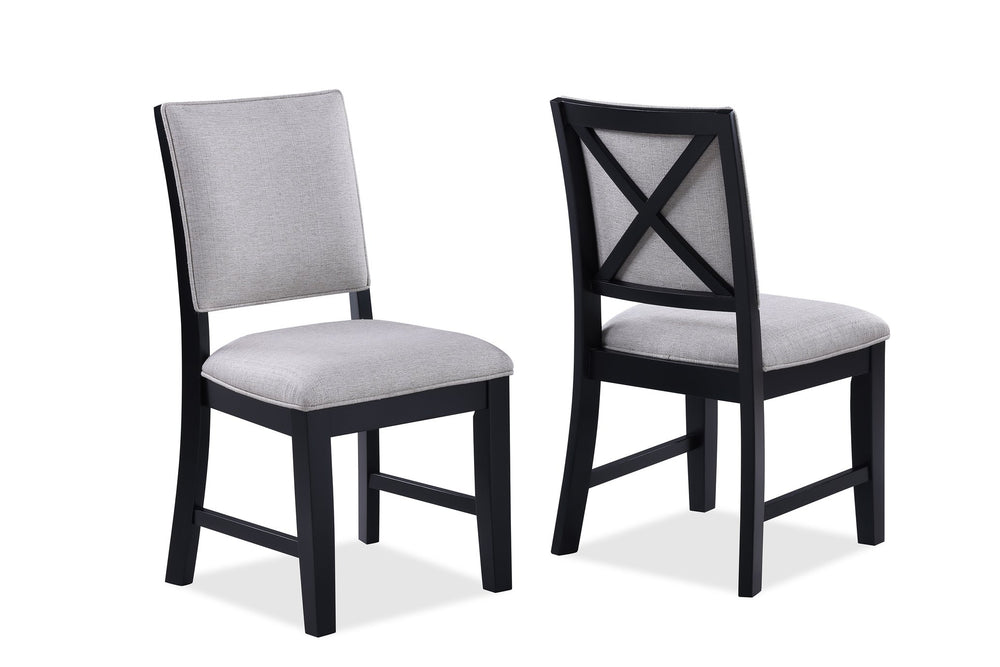 English Elm 2pc Gray Fabric Dining Side Chairs with Black Wood Frame, 18.5"x17.3"x35.5"H, Stylish Comfort B011P179887
