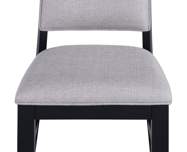 English Elm 2pc Gray Fabric Dining Side Chairs with Black Wood Frame, 18.5"x17.3"x35.5"H, Stylish Comfort B011P179887
