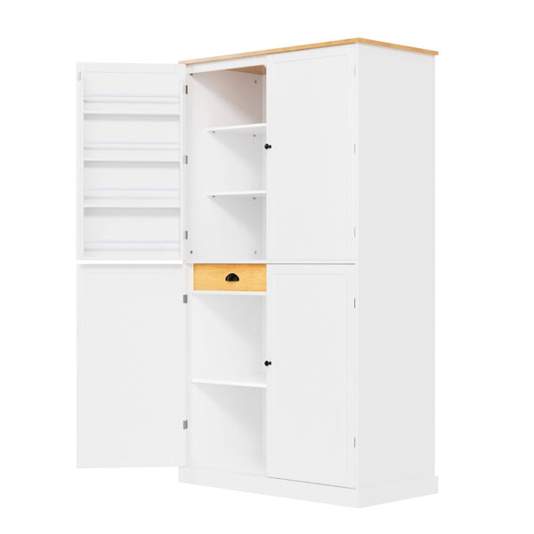 English Elm Topmax Tall White Mdf Freestanding Pantry Cabinet with Drawers and Door Shelves SP000046AAK