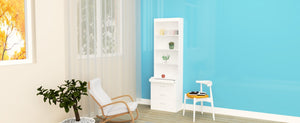 English Elm Morden Design Full Size Murphy Bed with Storage Drawers and Shelving White Cabinet Wall Bed W650S00002