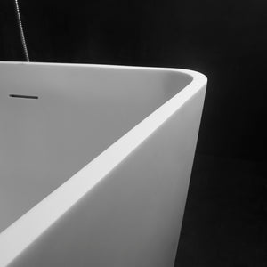 English Elm 66.9 Inch Stone Resin Freestanding Soaking Tub Matte White Spa Bath for Modern Homes W1613P179797