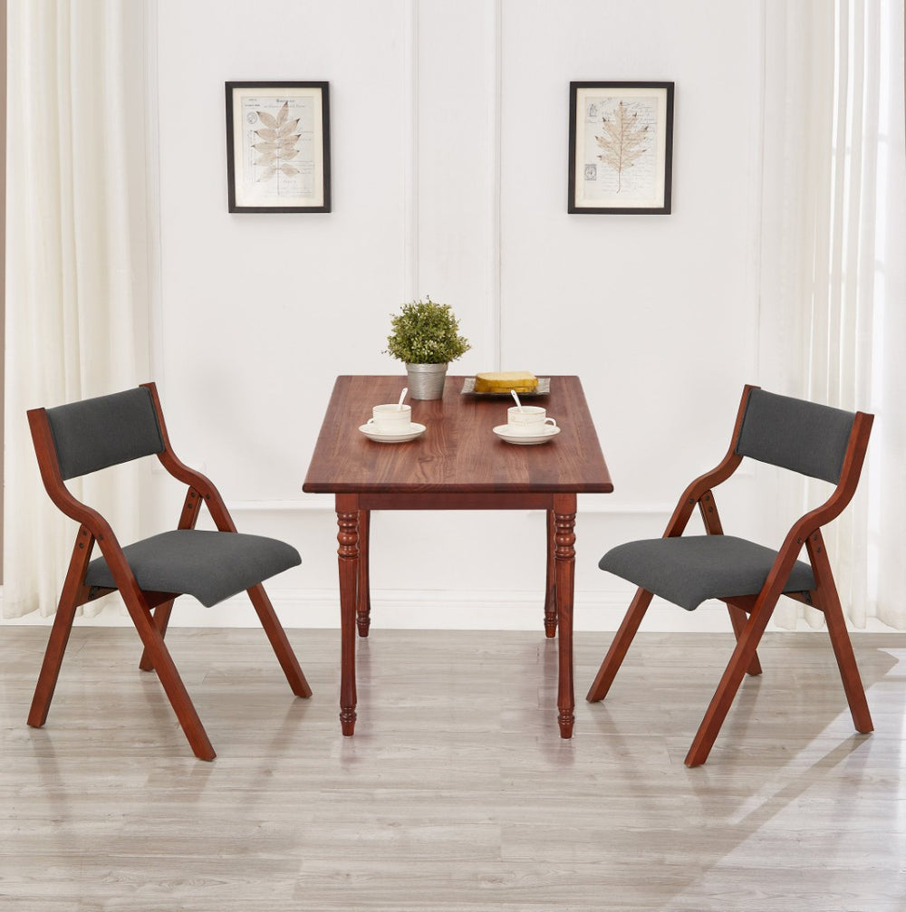 English Elm Upholstered Folding Dining Chair Set – Space-Saving Comfort & Style For Small Areas, 2-Pack Grey+Cherry W2336P163452-GIGA