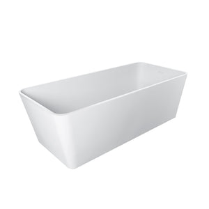English Elm 66.9 Inch Stone Resin Freestanding Soaking Tub Matte White Spa Bath for Modern Homes W1613P179797