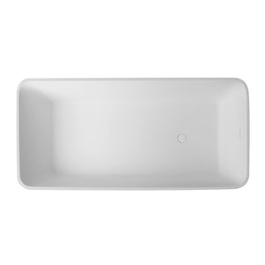 English Elm 66.9 Inch Stone Resin Freestanding Soaking Tub Matte White Spa Bath for Modern Homes W1613P179797