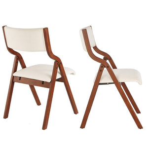 English Elm Upholstered Folding Dining Chairs 2-Pack - Cream White & Cherry, Space-Saving, No Assembly Required! W2336P163965-GIGA