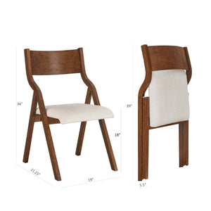 English Elm Upholstered Folding Dining Chairs Set Of 2 - Space-Saving, Lightweight, Stylish Walnut Finish For Any Room W2336P162767-GIGA