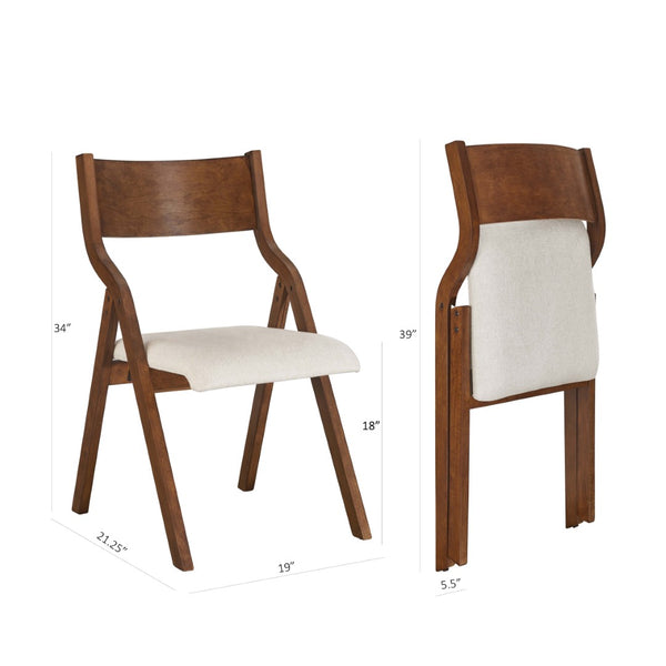 English Elm Upholstered Folding Dining Chairs Set Of 2 - Space-Saving, Lightweight, Stylish Walnut Finish For Any Room W2336P162767-GIGA