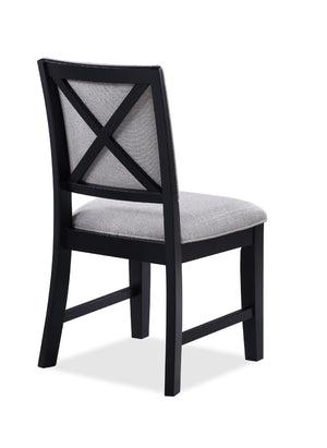English Elm 2pc Gray Fabric Dining Side Chairs with Black Wood Frame, 18.5"x17.3"x35.5"H, Stylish Comfort B011P179887