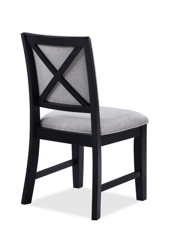English Elm 2pc Gray Fabric Dining Side Chairs with Black Wood Frame, 18.5"x17.3"x35.5"H, Stylish Comfort B011P179887