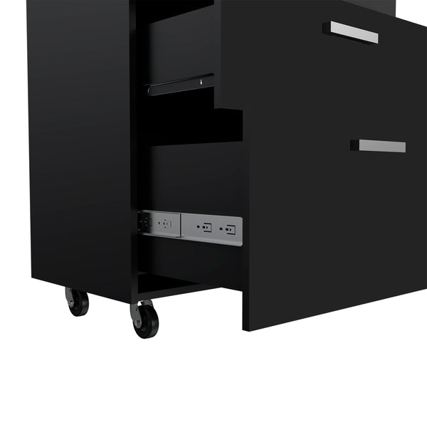 English Elm Penny Wall Storage Cabinet with Double Doors, Engineered Wood, Three Shelves, Padlock & Metal Hardware Black 35 L x 20 W x 9 H B128P148951
