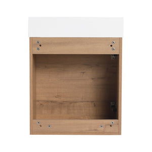 English Elm 18'' Floating Vanity with White Resin Sink, Soft-Close Door, Open Shelf Storage & Water-Resist Finish W999P180170
