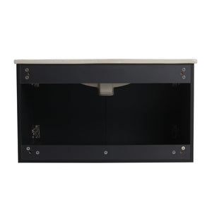 English Elm 30'' Floating Wall-Mounted Bathroom Vanity Set With Ceramic Sink, Soft-Close Doors & Modern Design W999S00209