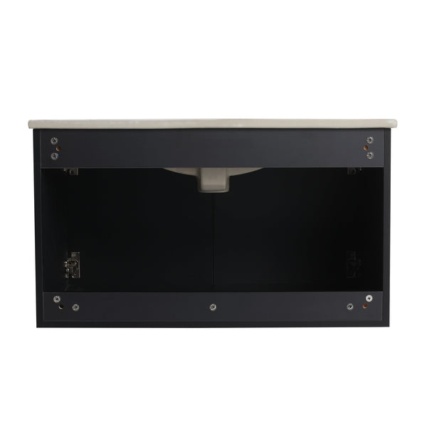 English Elm 30'' Floating Wall-Mounted Bathroom Vanity Set With Ceramic Sink, Soft-Close Doors & Modern Design W999S00209