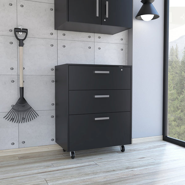 English Elm Penny Wall Storage Cabinet with Double Doors, Engineered Wood, Three Shelves, Padlock & Metal Hardware Black 35 L x 20 W x 9 H B128P148951