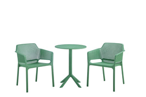 English Elm 3 Piece Outdoor Bistro Set Stackable Chairs Ocean Plastic Minimalist Patio Table Army Green W370P165805