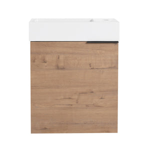 English Elm 18'' Floating Vanity with White Resin Sink, Soft-Close Door, Open Shelf Storage & Water-Resist Finish W999P180170