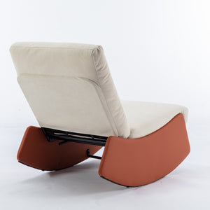 English Elm Modern Rocking Chair Recliner with Adjustable Soft Backrest, Sturdy Frame, Plush Leg Support for Relaxing Orange W1143P163506