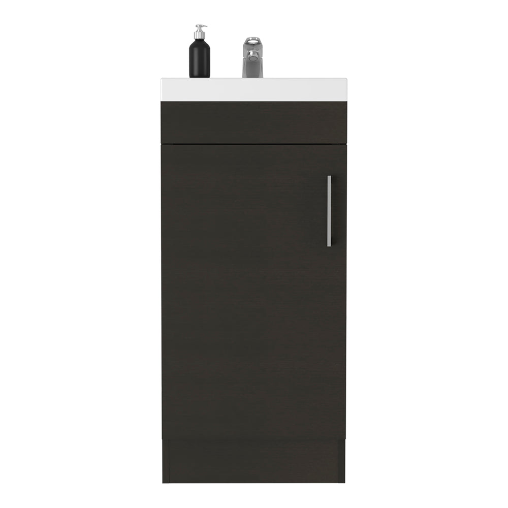 English Elm Sevilla Modern Bathroom Vanity with Sink, Black Laminated Particleboard, Single Door Cabinet, Durable Finish B097S00084