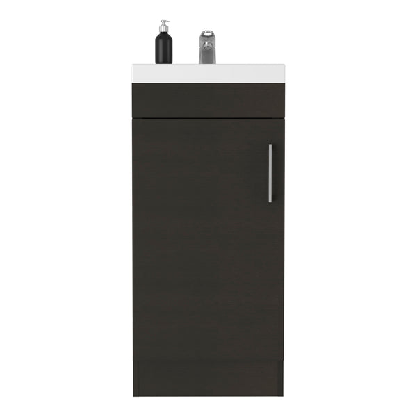 English Elm Sevilla Modern Bathroom Vanity with Sink, Black Laminated Particleboard, Single Door Cabinet, Durable Finish B097S00084