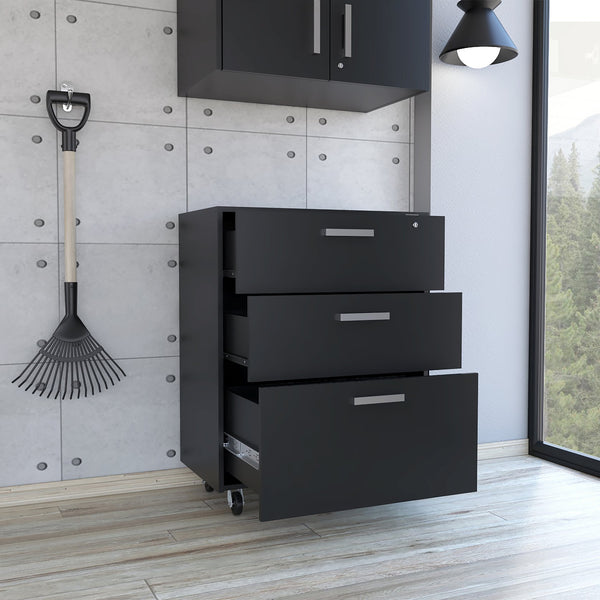 English Elm Penny Wall Storage Cabinet with Double Doors, Engineered Wood, Three Shelves, Padlock & Metal Hardware Black 35 L x 20 W x 9 H B128P148951