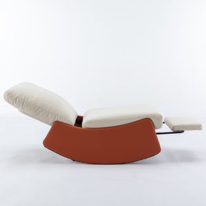 English Elm Modern Rocking Chair Recliner with Adjustable Soft Backrest, Stable Frame and Cushioned Leg Support Orange W1143P163506