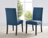 English Elm Biony Espresso Wood Dining Set With Blue Fabric Nailhead Chairs