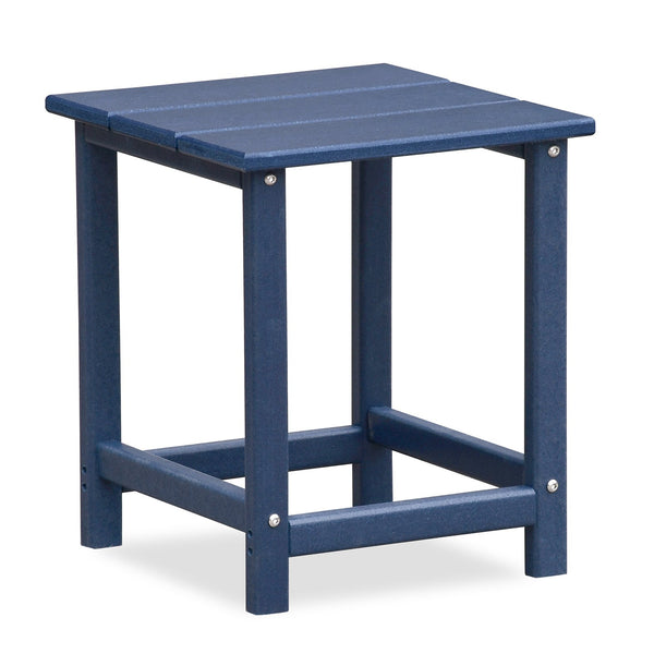 English Elm Folding HDPE Adirondack Chair Set of 2 with Side Table, All-Weather Foldable Patio Chairs, Navy Blue, Ergonomic Comfort for Deck Garden W1889P180256