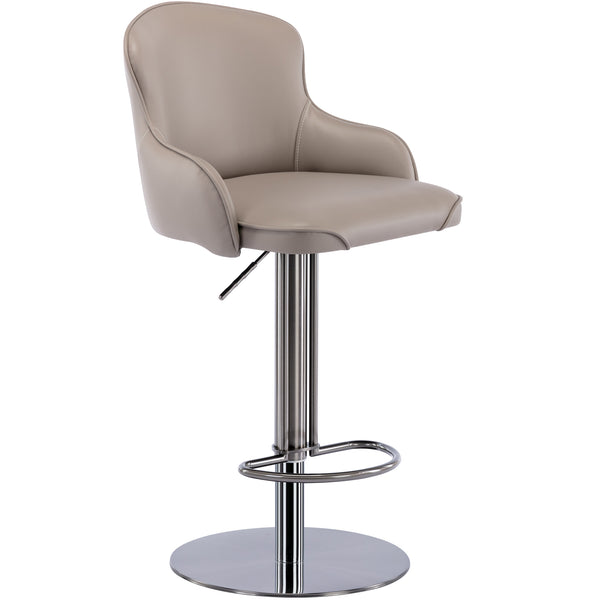 English Elm Black Titanium Stainless Steel Bar Stool with 360° Swivel, Adjustable 22.8-32.7" Height, Ergonomic Backrest Gray W2195P180363