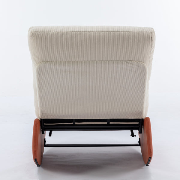 English Elm Modern Rocking Chair Recliner with Adjustable Soft Backrest, Stable Frame and Cushioned Leg Support Orange W1143P163506