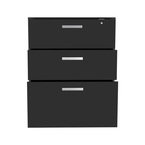 English Elm Penny Wall Storage Cabinet with Double Doors, Engineered Wood, Three Shelves, Padlock & Metal Hardware Black 35 L x 20 W x 9 H B128P148951