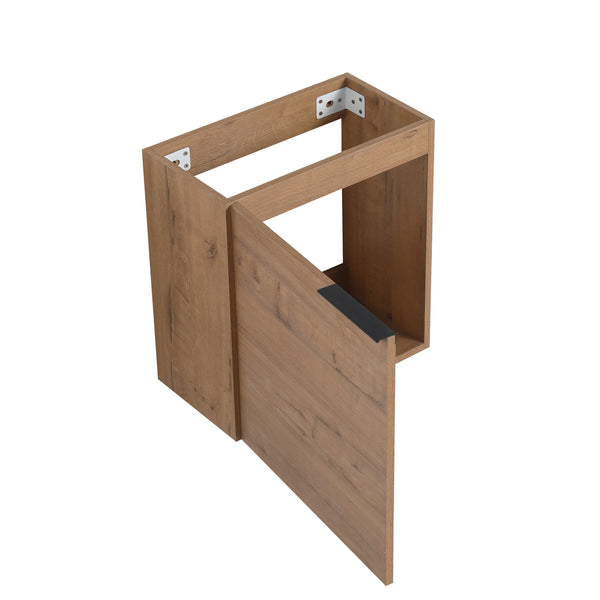 English Elm 18'' Floating Vanity with White Resin Sink, Soft-Close Door, Open Shelf Storage & Water-Resist Finish W999P180170