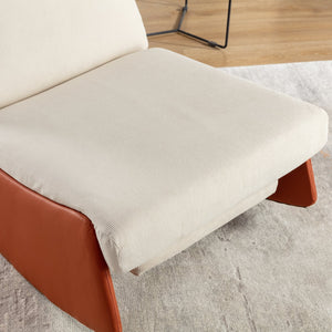 English Elm Modern Rocking Chair Recliner with Adjustable Soft Backrest, Sturdy Frame, Plush Leg Support for Relaxing Orange W1143P163506