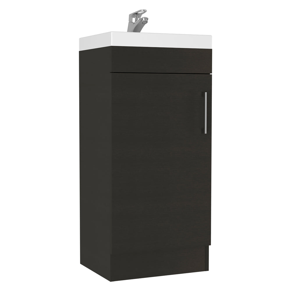 English Elm Sevilla Modern Bathroom Vanity with Sink, Black Laminated Particleboard, Single Door Cabinet, Durable Finish B097S00084