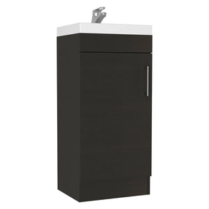 English Elm Sevilla Modern Bathroom Vanity with Sink, Black Laminated Particleboard, Single Door Cabinet, Durable Finish B097S00084