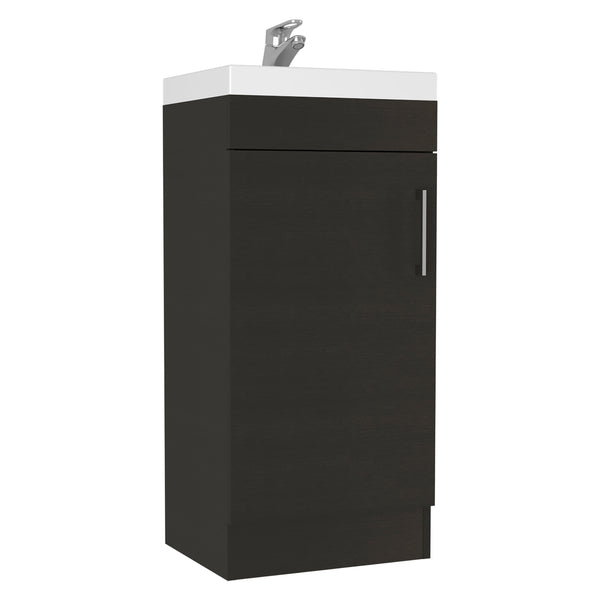 English Elm Sevilla Modern Bathroom Vanity with Sink, Black Laminated Particleboard, Single Door Cabinet, Durable Finish B097S00084