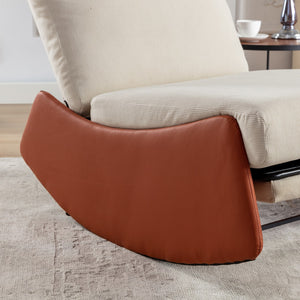 English Elm Modern Rocking Chair Recliner with Adjustable Soft Backrest, Stable Frame and Cushioned Leg Support Orange W1143P163506