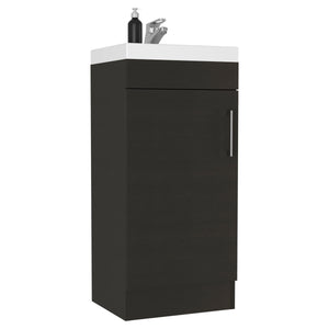 English Elm Sevilla Modern Bathroom Vanity with Sink, Black Laminated Particleboard, Single Door Cabinet, Durable Finish B097S00084