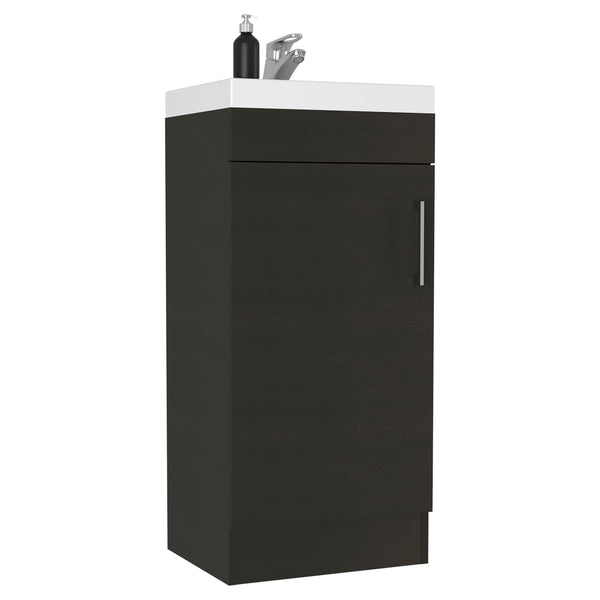 English Elm Sevilla Modern Bathroom Vanity with Sink, Black Laminated Particleboard, Single Door Cabinet, Durable Finish B097S00084