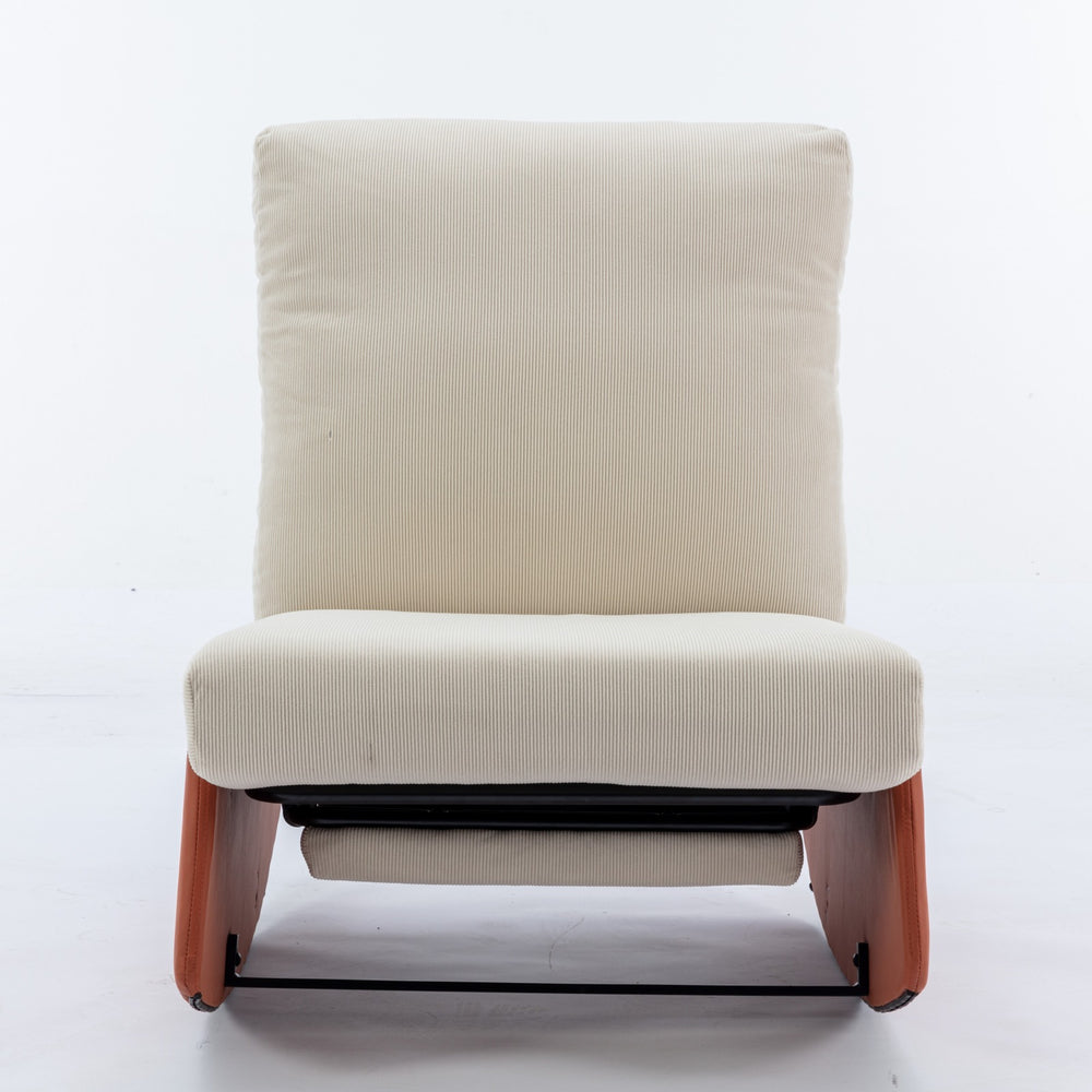 English Elm Modern Rocking Chair Recliner with Adjustable Soft Backrest, Stable Frame and Cushioned Leg Support Orange W1143P163506