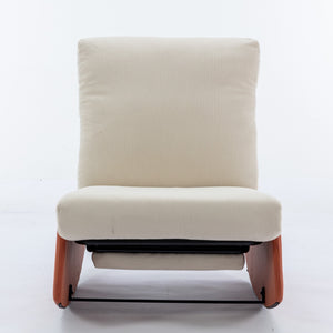 English Elm Modern Rocking Chair Recliner with Adjustable Soft Backrest, Stable Frame and Cushioned Leg Support Orange W1143P163506