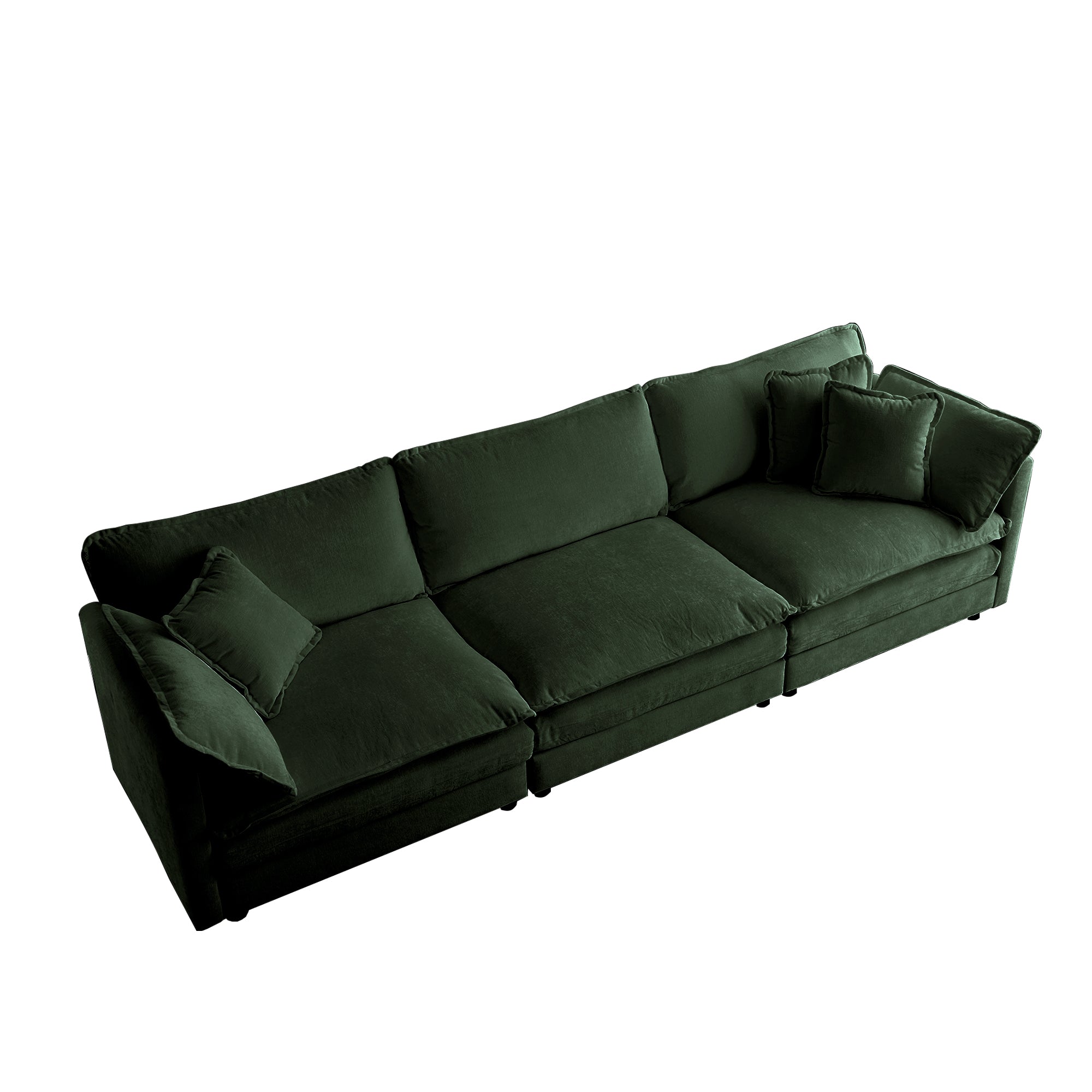 3 Piece Sofa Set - Versatile Green Chenille Couch, 2X2 Seaters & 1X3 S