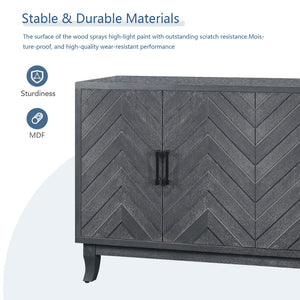 English Elm Stronger Lacquered Sideboard with Wave Stripe Doors and Adjustable Shelves for Living Rooms W144583481