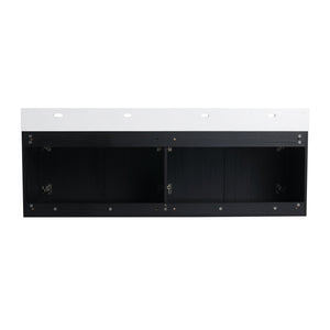 English Elm 60 Inch Wall-Mounted Bathroom Vanity With Double Resin Sink & Stylish Storage Rack, Easy Assembly W999S00372