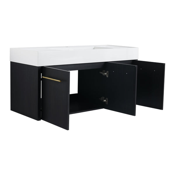 English Elm 48 Inch Wall-Mounted Bathroom Vanity With Thick Resin Sink, Soft-Close Doors, Kd Package Included W999S00160