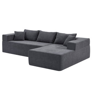 English Elm L-Shape Modular Sectional Living Room Sofa Set Upholstered Sleeper Sofa For Living Room,16.53 Inch Cushion Heightening, 2 Piece Free Combination Sofa For Apartment,Grey