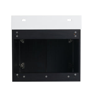 English Elm 24 Inch Wall-Mounted Bathroom Vanity Set With Thick Resin Sink, Storage Rack & Soft-Close Doors W999S00366