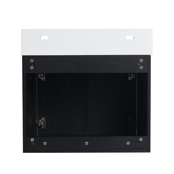 English Elm 24 Inch Wall-Mounted Bathroom Vanity With Thick Resin Sink, Soft-Close Doors & Space-Saving Design W999S00157