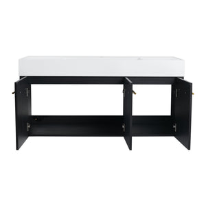 English Elm 48 Inch Wall-Mounted Bathroom Vanity With Thick Resin Sink, Soft-Close Doors, Kd Package Included W999S00160