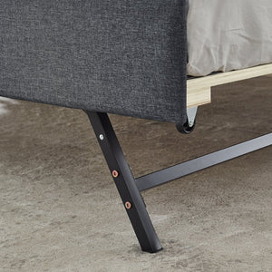 English Elm Twin Size Upholstered Daybed With Erectable Trundle & Usb Charger - Modern Gray Linen Design! W1413S00028-GIGA