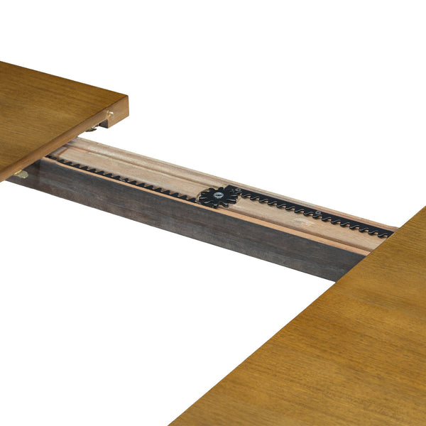 English Elm TOPMAX 76-inch Extendable Trestle Dining Set with 18" Removable Leaf, Upholstered Chairs & Bench Dark Brown SP000048AAD